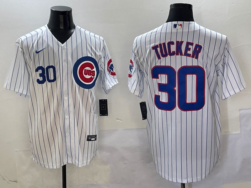Men Chicago Cubs #30 Tucker White Stripe Game Nike 2025 MLB Jersey style 2->chicago cubs->MLB Jersey